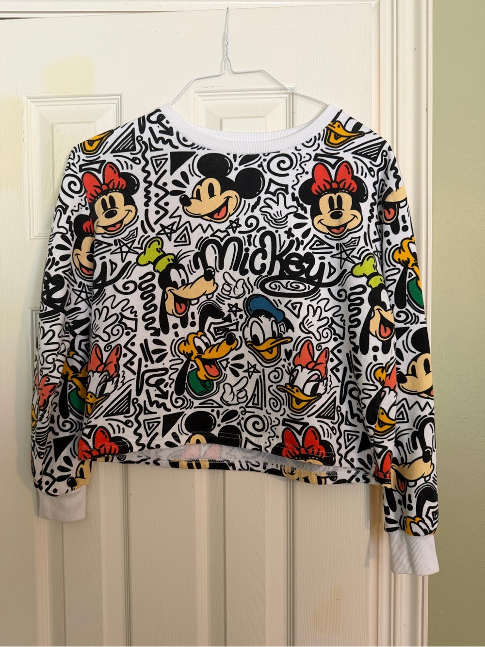 Disney White Multi Mickey & Friends Crewneck Sweatshirt